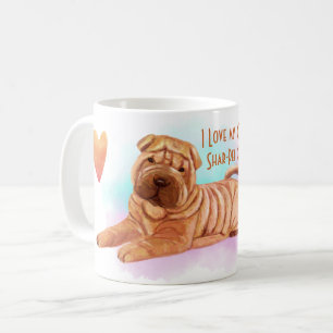 Taza De Café Me encanta mi nombre shar-pei chino Personalizado 