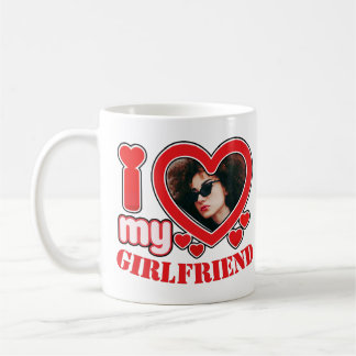 Taza De Café Me encanta mi novia, texto de foto personalizado