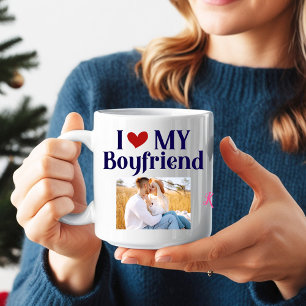 Taza De Café Me encanta mi novio Monograma Foto inicial