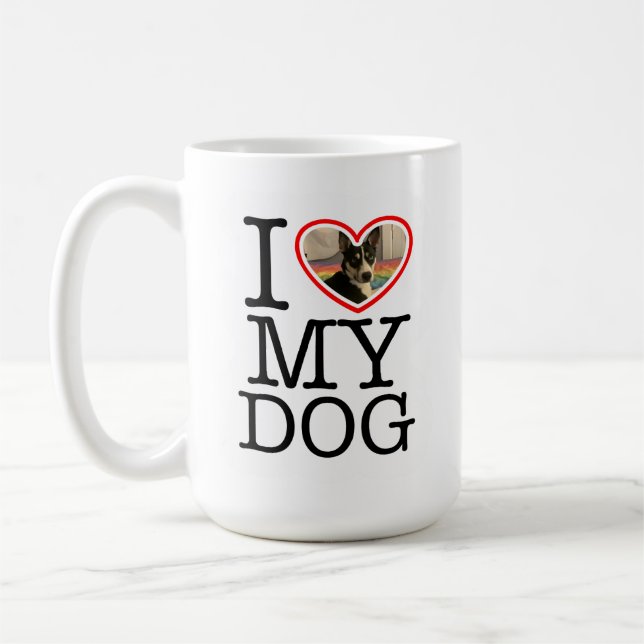 Taza De Café Me Encanta Mi Perro Personalizado (Izquierda)