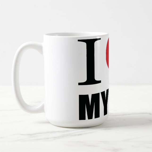 Taza De Café Me encanta mi perro tirando almohada (Izquierda)