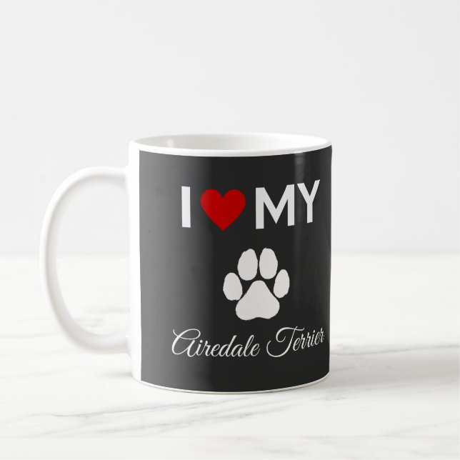 Taza De Café Me encanta mi personalizado de perro Airedale Terr (Izquierda)
