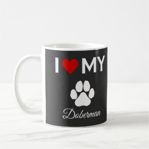 Taza De Café Me encanta mi personalizado de perro Doberman.