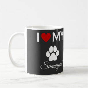 Taza De Café Me encanta mi personalizado de perro Samoyed.