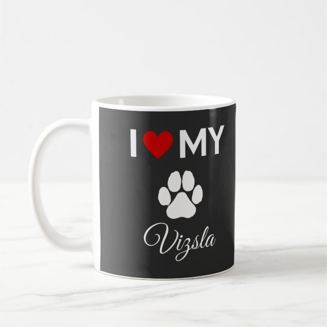 Taza De Café Me encanta mi personalizado de perro Vizsla. (Izquierda)