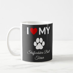 Taza De Café Me encanta mi personalizado de perros Staffordshir