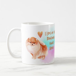 Taza De Café Me encanta mi Personalizado panomerano de dibujos 