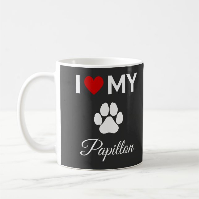 Taza De Café Me encanta mi personalizado Papillon (Izquierda)