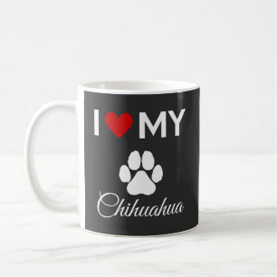 Taza De Café Me encanta mi texto personalizado de Chihuahua