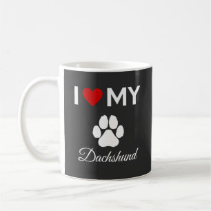 Taza De Café Me encanta mi texto personalizado de Dachshund