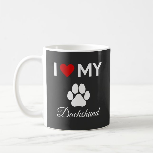 Taza De Café Me encanta mi texto personalizado de Dachshund (Izquierda)