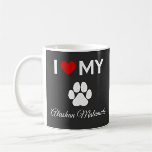 Taza De Café Me encanta mi texto personalizado de perro Malamut