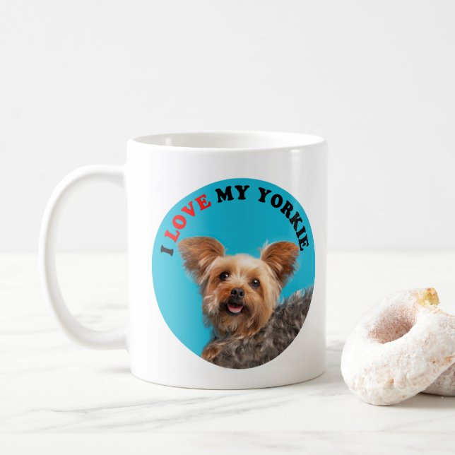 Taza De Café Me encanta mi Yorkie (Con donut)