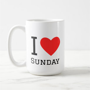 Taza De Café Me encanta pegatina cuadrada del domingo