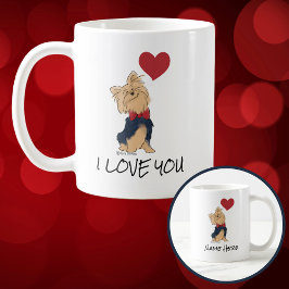 Taza De Café Me Encanta Tu Ilustracion Personalizado De Yorkie