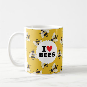 Taza De Café Me encantan las abejas con estampado amarillo
