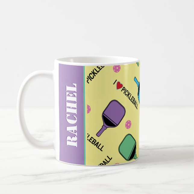 Taza De Café Me encantan las albóndigas, con nombre, amarillo (Izquierda)