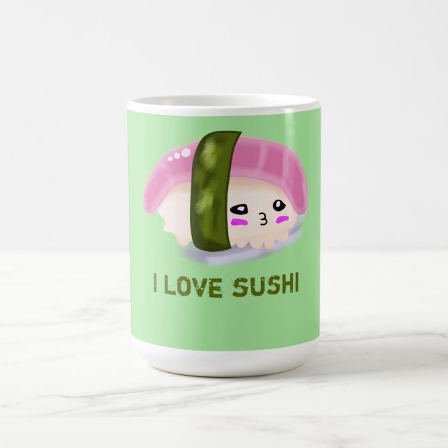 Taza De Café Me encantan las frases divertidas del sushi (Centro)