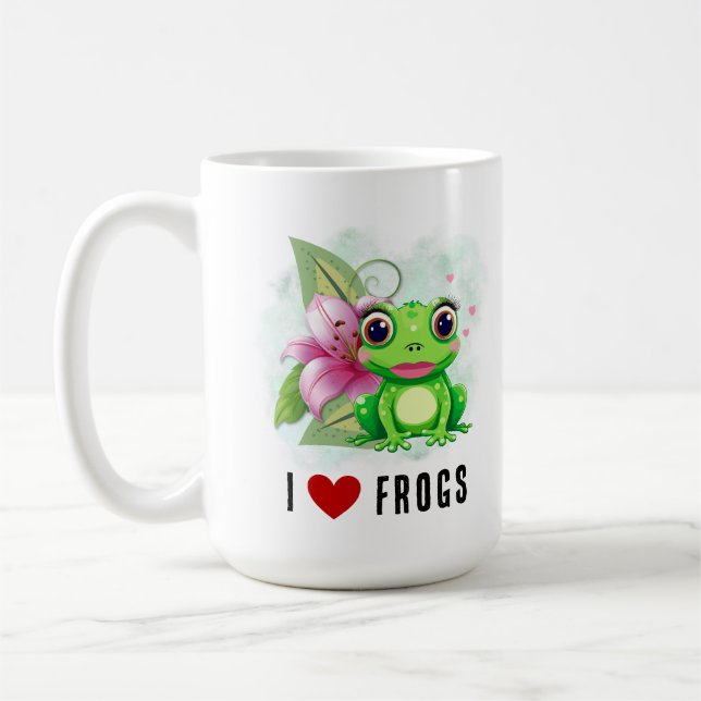 Taza De Café Me encantan las ranas café Mug (Izquierda)