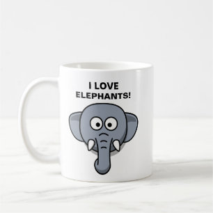TAZA DE CAFÉ ME ENCANTAN LOS DIBUJOS ANIMADOS DE ELEFANTES