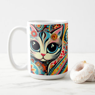 Taza De Café Me encantan los gatos gatos arte folclórico mexica