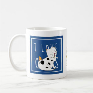 Taza De Café Me encantan los gatos Personalizado Ilustracion n