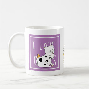 Taza De Café Me encantan los gatos Personalizados niños Ilustr