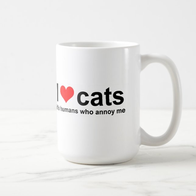 Taza De Café Me encantan los gatos, son los humanos los que me  (Derecha)