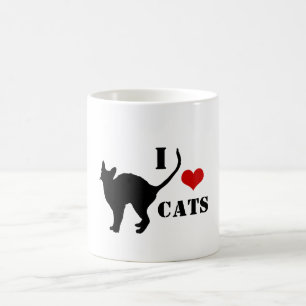 Taza De Café Me encantan los gatos y el café de gato negro/taza