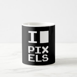 Taza De Café Me encantan los píxeles, diseño geek, arte de píxe