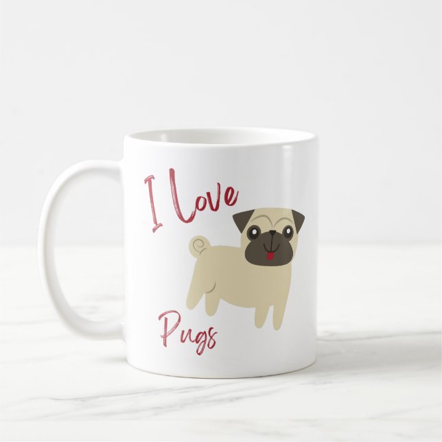 Taza De Café Me encantan los Pugs (Izquierda)