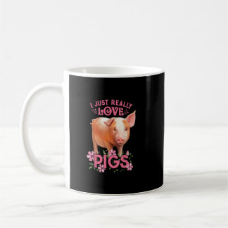 Taza De Café Me Encantan Realmente Los Cerdos Bien Motivo Cerdo