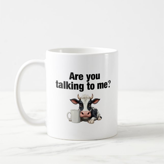 Taza De Café ¿Me Estás Hablando? Cow divertida (Izquierda)