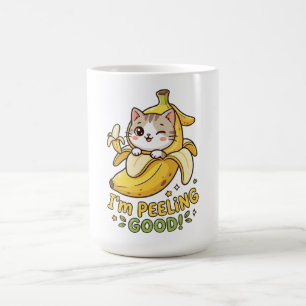 Taza De Café Me estoy pelando bien - divertido gato de plátano
