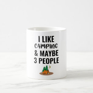 Taza De Café Me gusta acampar y quizás 3 personas