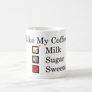 Taza De Café Me Gusta... Café con leche y 3 azúcares taparo