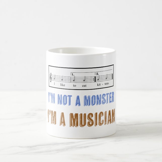 Taza De Café Me gusta comer gatitos y la alfabetización musical (Centro)