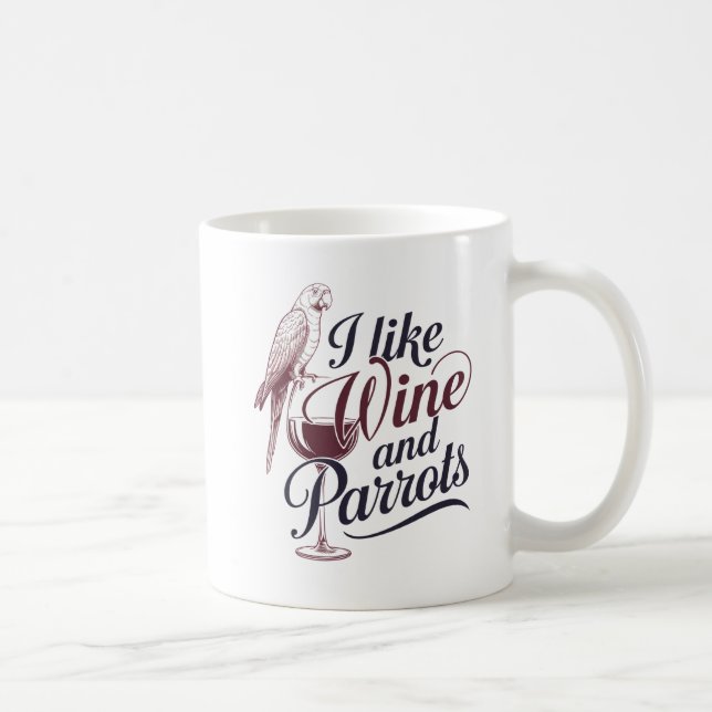 Taza De Café "Me gusta el vino y los loros" (Derecha)
