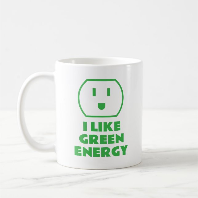 Taza De Café Me gusta la energía verde alegre enchufe de pared  (Izquierda)