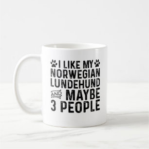 Taza De Café Me Gusta Mi Lundehund Noruego Y Tres Personas