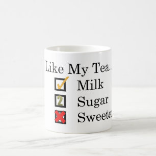 Taza De Café Me Gusta... Té con leche y 2 azúcares taparo de ca