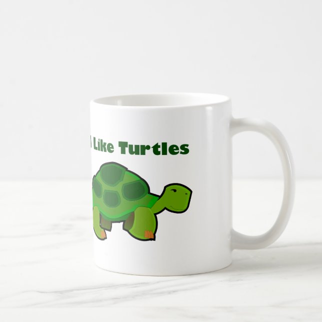 Taza De Café Me gustan las tortugas -  blanca de 11 onzas (Derecha)