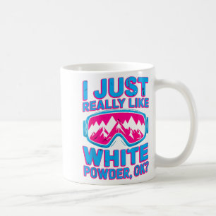 Taza De Café Me gustan los esquiadores de nieve blanca humor in