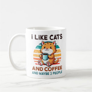 Taza De Café Me gustan los gatos y el café y tal vez 3 personas