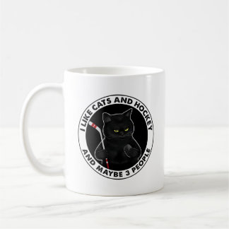 Taza De Café Me Gustan Los Gatos Y El Hockey Y Quizá 3 Personas