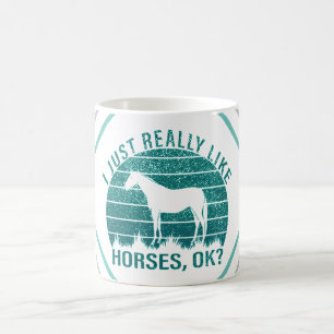 Taza De Café Me gustan mucho los caballos en verde marino