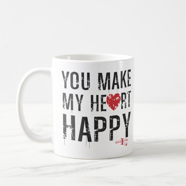 Taza De Café Me haces feliz el corazón (Izquierda)