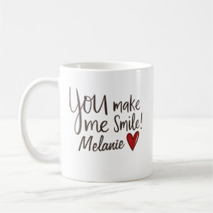 Taza De Café Me haces sonreír Nombre Corazón Día de San Valentí