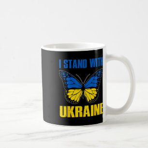 Taza De Café Me mantengo con Ucrania Mariposa Bandera ucraniana