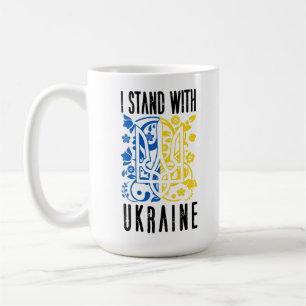 Taza De Café Me mantengo con Ucrania. Tridente de Ucrania.